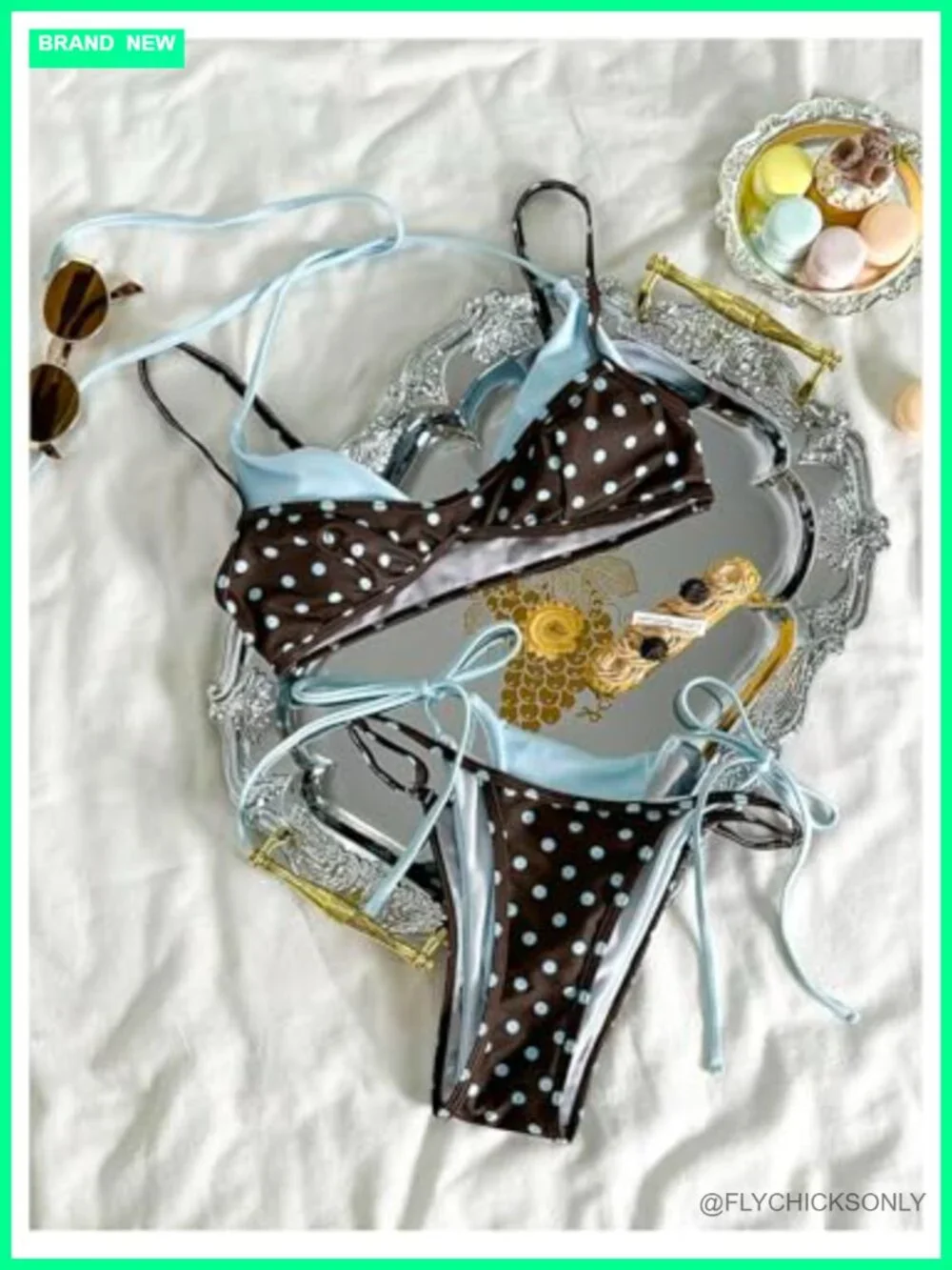 Women's Polka Dot Triangle Halter Bikini Set 2 Piece Swim Suit
